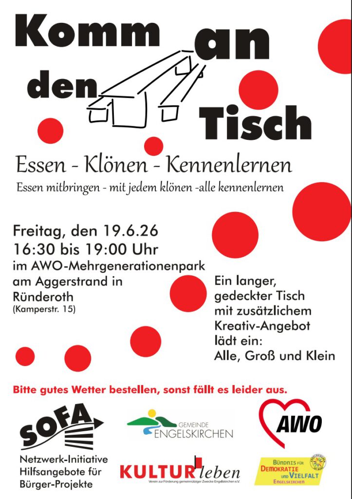 plakat Komm an den Tisch, Aggerstrand, Ruenderoth